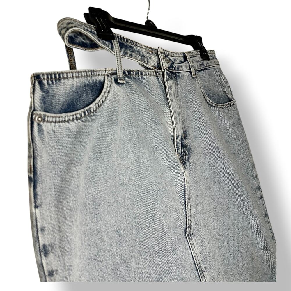 Nasty Gal Denim Maxi Skirt High Waist Side Slit Cut Out Pocket Size 10 - Picture 6 of 13